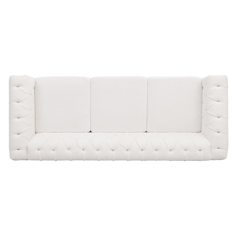 Traditional Square Arm Removable Cushion 3 Seater Sofa