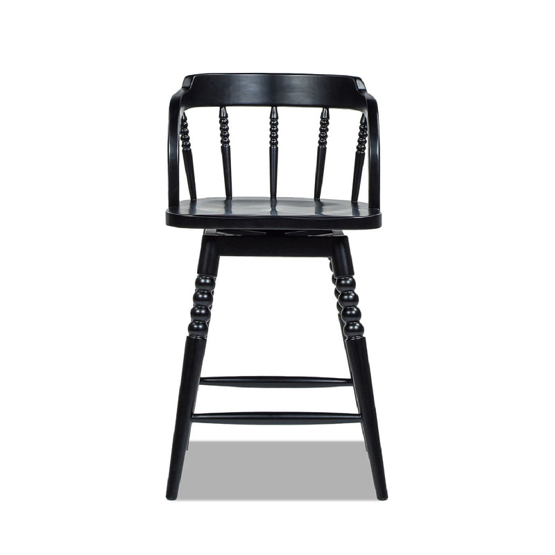 Breda - Turned Bubble Spindle Low Back Counter Stool - Black