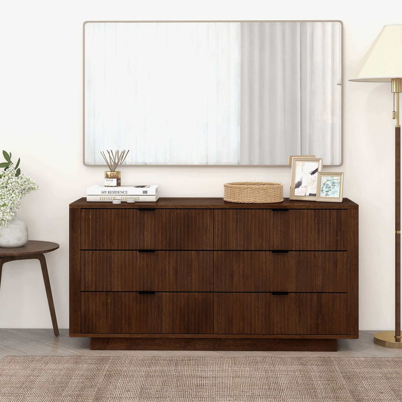 Lola - Mid-Century Modern Dresser With 6 Drawers - Dark Brown