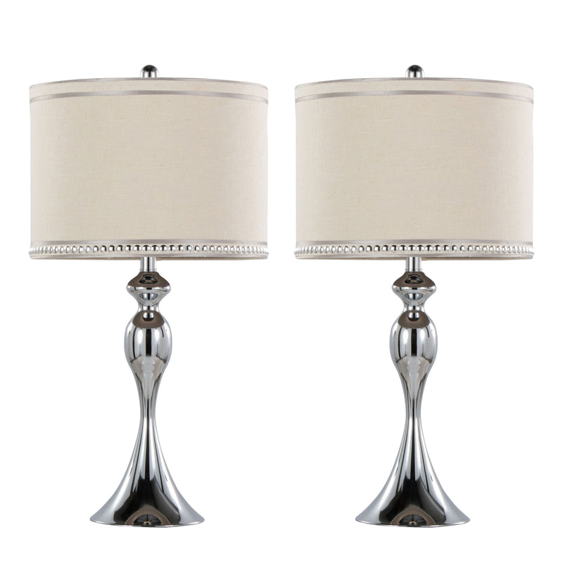 Ashland - Contemporary Table Lamp With Trim (Set of 2) - Polished Chrome / Cream