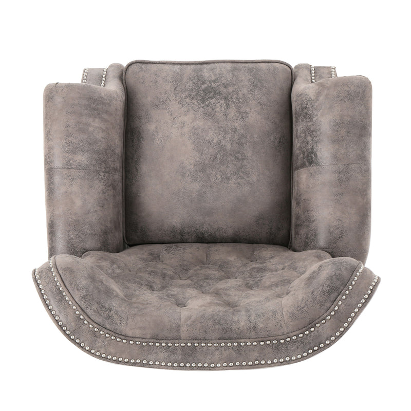 Accented Push Back Recliner Chair With Rolled Arms, Enjoy Cocooning Comfort