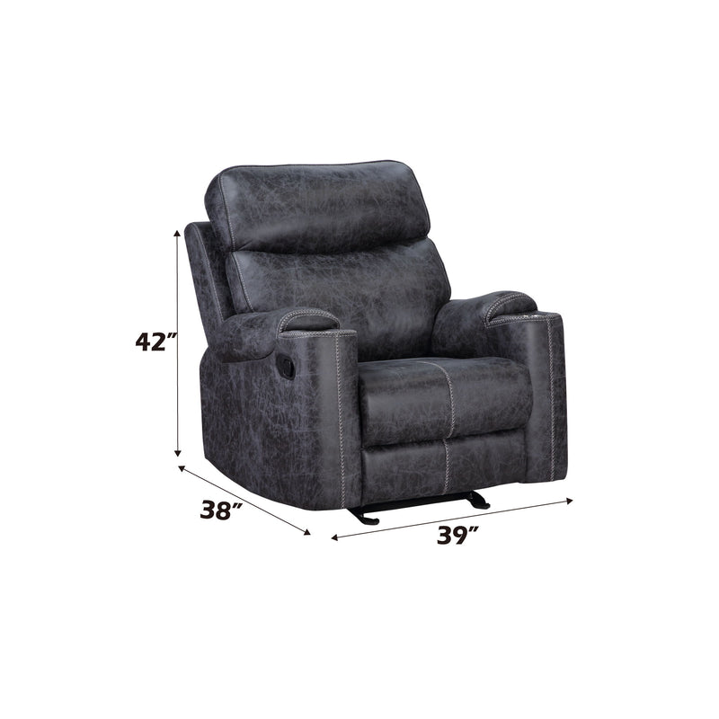 Hirah - Microfiber Manual Recliner Chair With Cupholder Function - Dark Gray