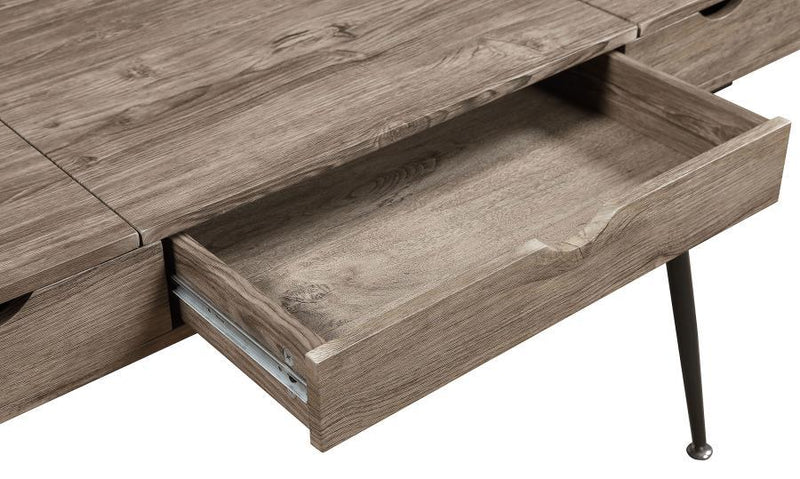 Rafael - 1-Drawer Desk With Storage - Rustic Driftwood