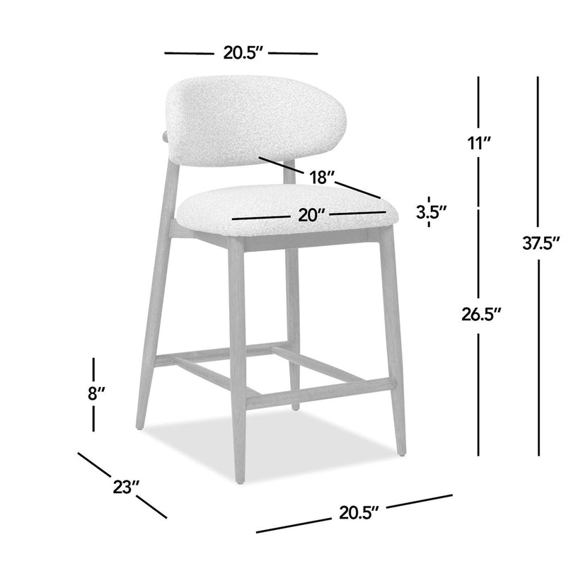 Locke - Modern Upholstered Counter Stool With Frame - Salt / Pepper