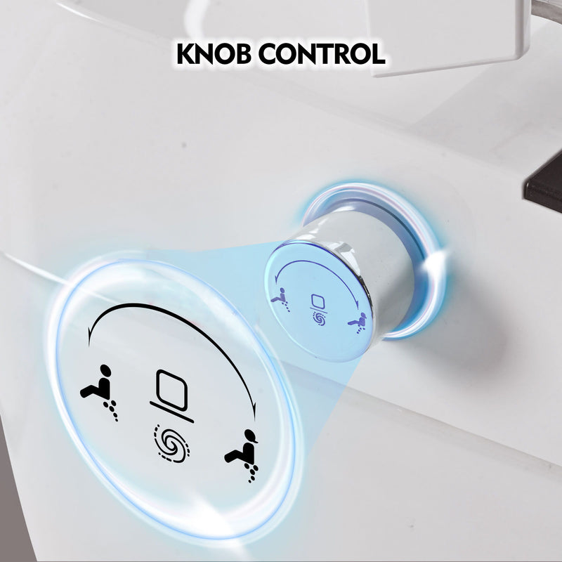 Smart Toilet Bidet Combo With Self-Cleaning Nozzle, Upmarket Compact Dual Flush Toilet 1 / 1.28 Gpf, Tank Less Toilet With Foot Sensor Flush - White Night Light