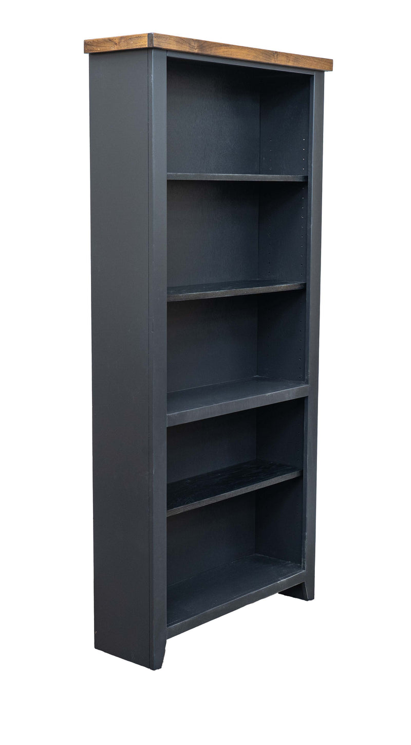 Essex - High 5 Shelf Bookcase - Black, Whiskey