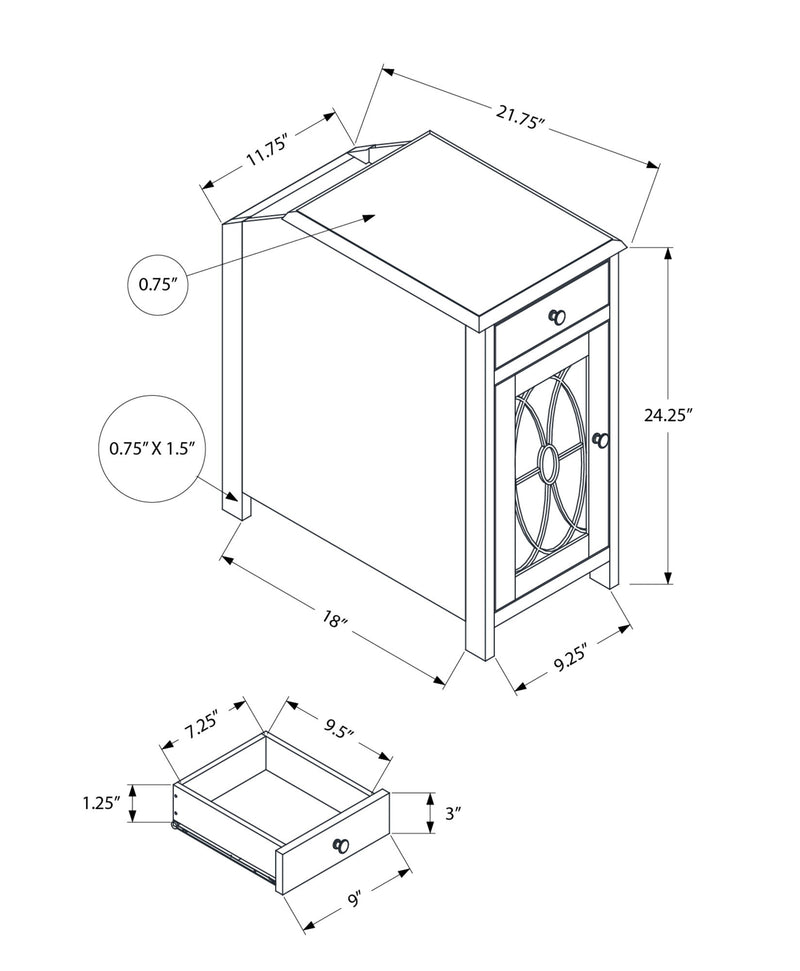 Accent Side Table, Storage Drawer, Traditional - Taupe