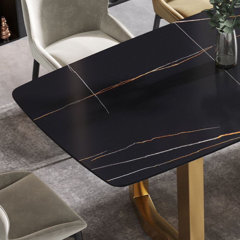 Modern Artificial Stone Dining Table, Can Accommodate 6-8 People - Black