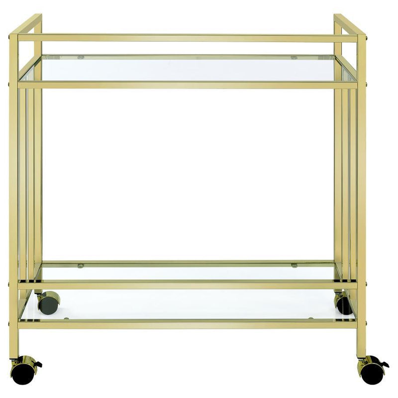 Cara - 2-tier Rectangular Glass Shelf Metal Bar Cart