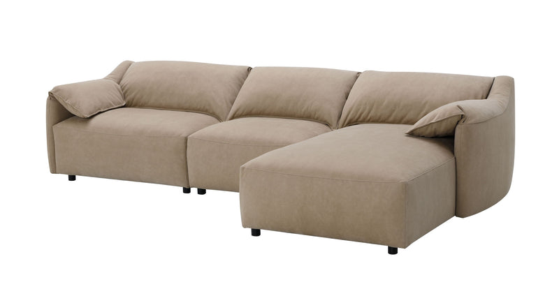 Veata - Suede Sectional Sofa With Right Hand Facing Chaise - Light Brown