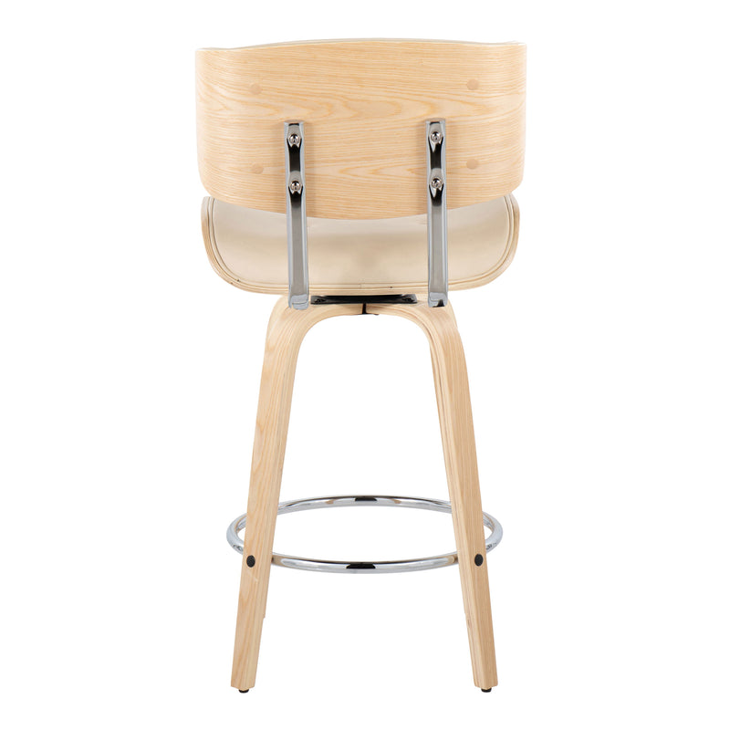 Lombardi - Mid Century Modern Fixed Height Counter Stool With Swivel With Round Footrest (Set of 2)