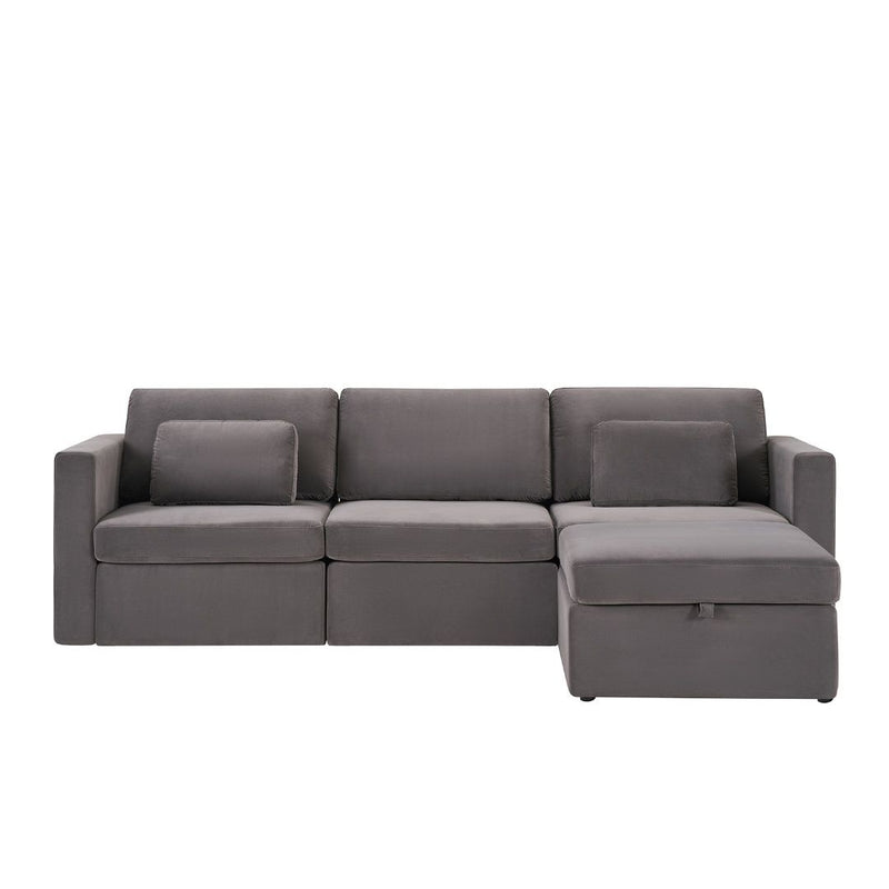 4 Seats Modern U-Shape Sectional Sofa, Oversized Upholstery Chaise Couch With Storage Ottomans For Living Room / Loft / Apartment / Office