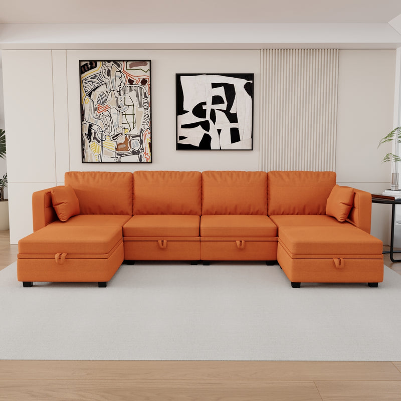 UNITED WE WIN Modular Sectional Sofa U Shaped Modular Couch with Reversible Chaise Modular Sofa Sectional Couch with Storage Seats