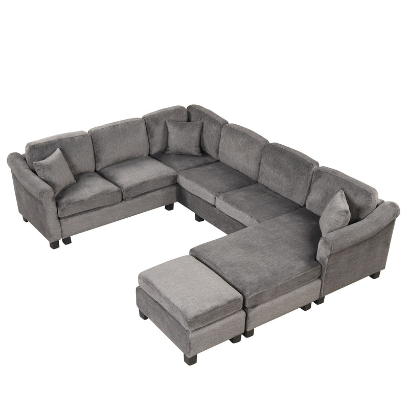 4 Pieces Sectional Sofa With Ottoman With Right Side Chaise