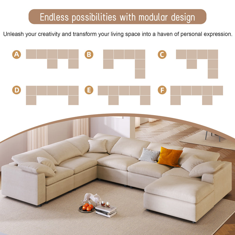 U_Style Oversized Modular Sectional Sofa with Ottoman L Shaped Corner Sectional for Living Room, Office, Spacious Space