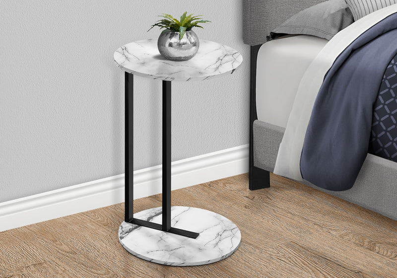 Accent Table, Side, Round, Contemporary And Modern - White / Black