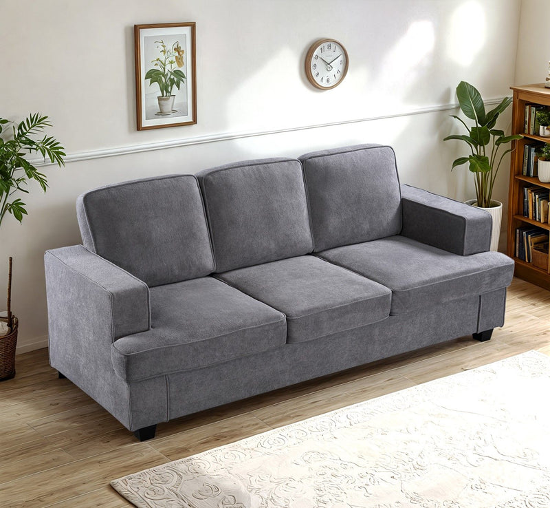 Modern Sofa, Comfortable 3 Seater Couch With Deep Seating, Loose Back Cushions, Wide Arms