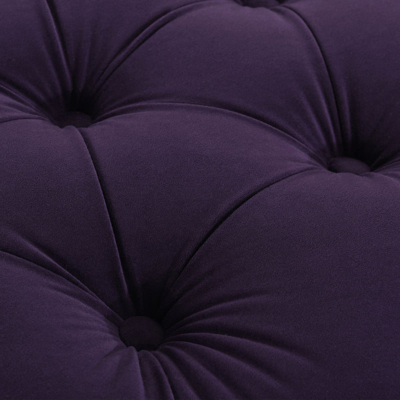 Dawn - Tufted Round Ottoman Nailhead Accents - Purple