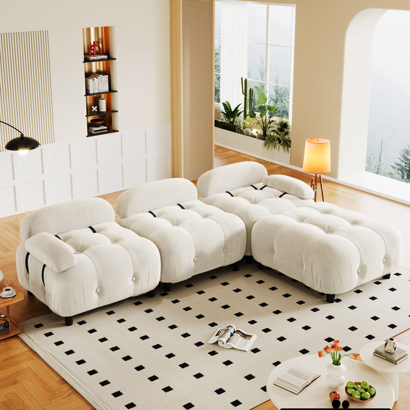 U_STYLE Upholstery Modular Convertible Sectional Sofa, L Shaped Couch with Reversible Chaise