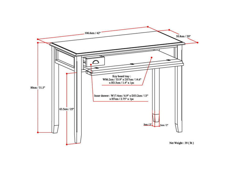 Burlington - Desk - Mahogany Brown