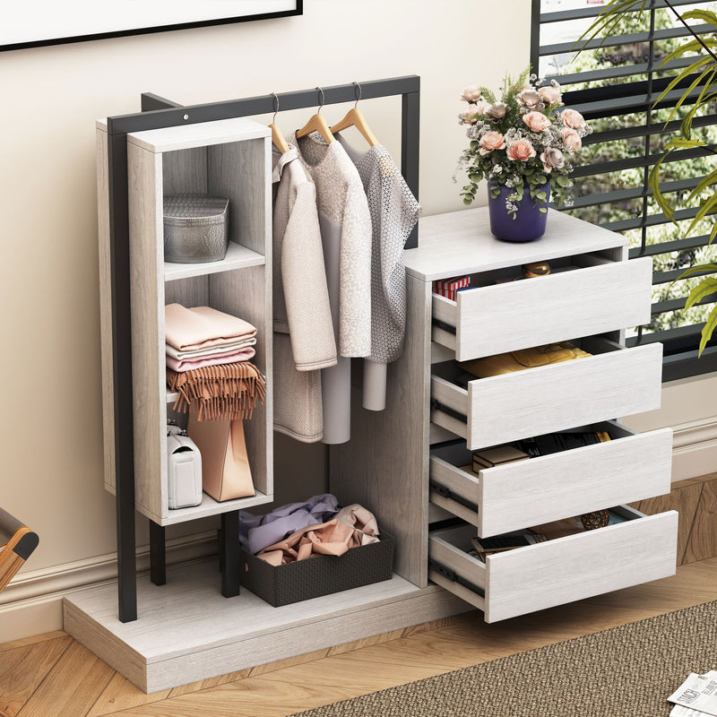 Wardrobe With 4 Drawers And 3 Shelves