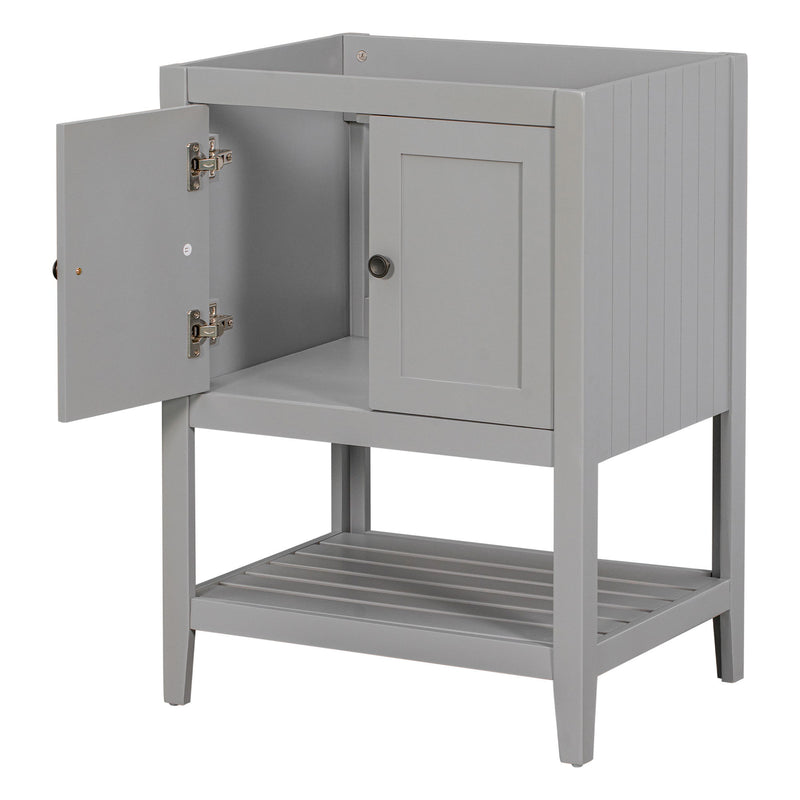 Bathroom Vanity Base Only, Soild Wood Frame, Bathroom Storage Cabinet With Doors And Open Shelf