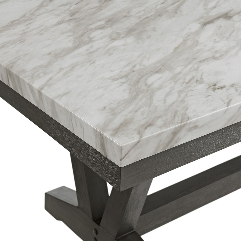 Everdeen - Dining Table with White Faux Marble Top - Charcoal