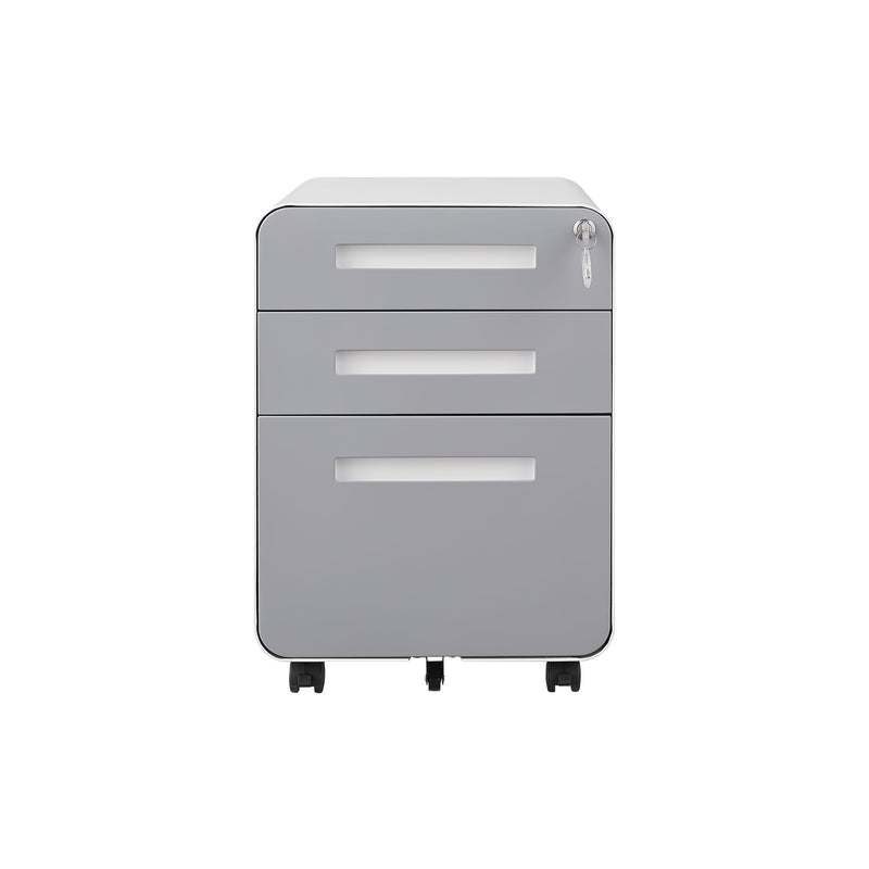 3 Drawer Mobile File Cabinet Under Desk Office, Simple Style Versatile Storage Cabinet For Legal / Letter / A4 Files, 5 Wheel Design Anti-Tilting Cold Rolled Steel Waterproof Moisture-Proof