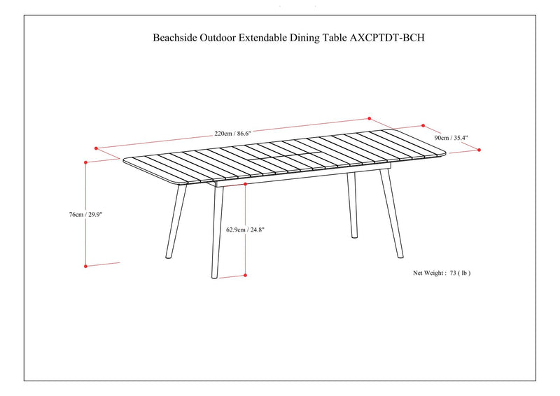 Beachside - Outdoor Extendable Dining Table - Light Teak