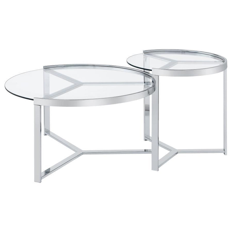 Delia - 2 Piece Round Glass Top Nesting Coffee Table