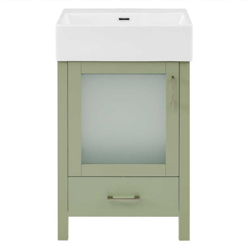 Bathroom Vanity With Ceramic Sink And Ample Storage, Ideal For Small Bathrooms