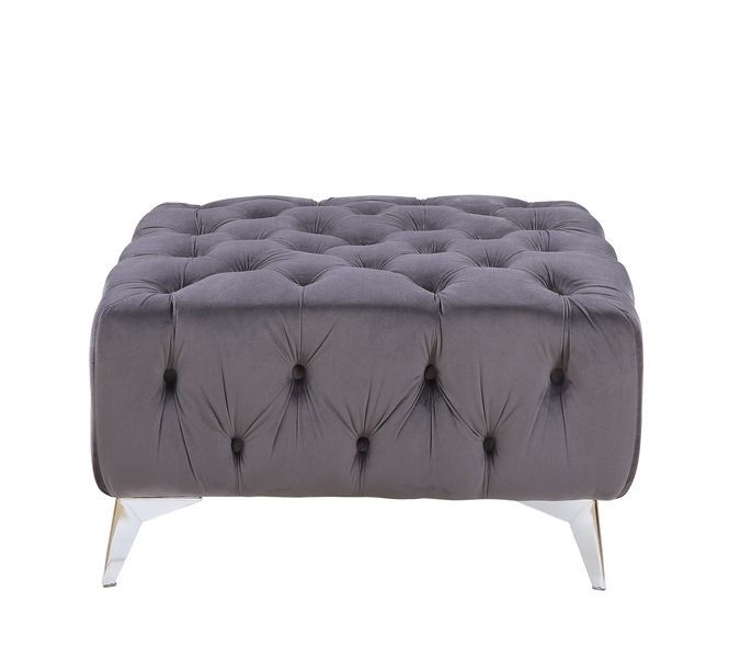 Wugtyx - Ottoman - Dark Gray Velvet - 18"