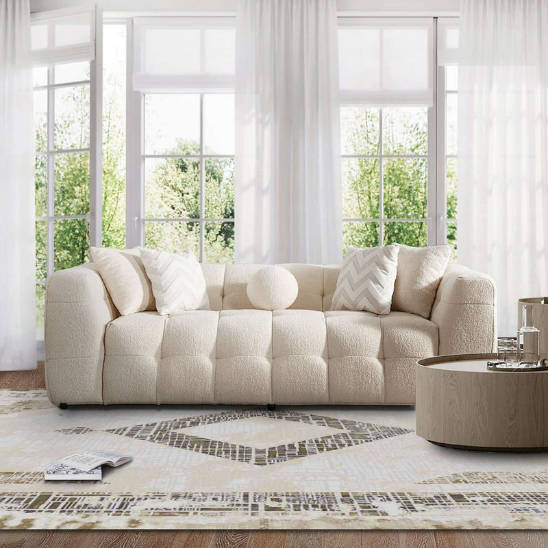 Alana - Tufted Sofa - Ivory / White