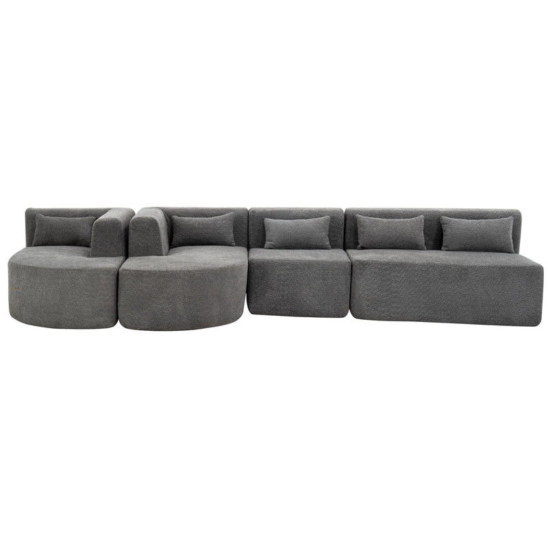 Upholstered Sofa Free Combined Sofa Couch With Two Chaise Lounge And Five Back Pillows For Living Room