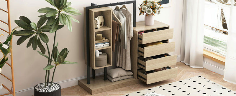 Wardrobe With 4 Drawers And 3 Shelves