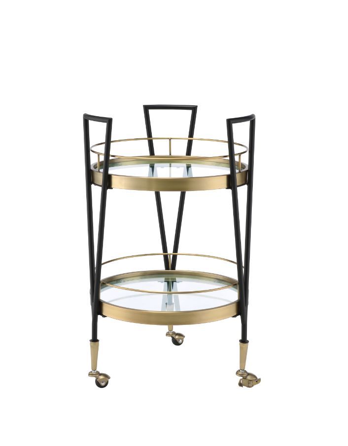 Vries - Serving Cart - Black & Gold Finish