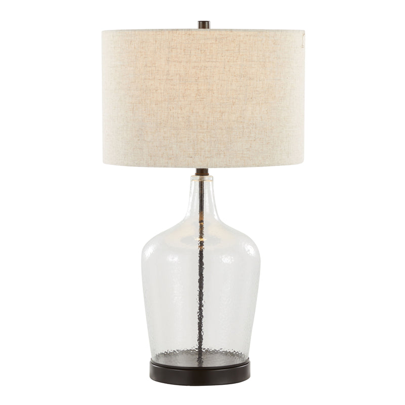 Botella - Contemporary Table Lamp Built In USB Port (Set of 2) - Clear / Oil Bronze / Natural