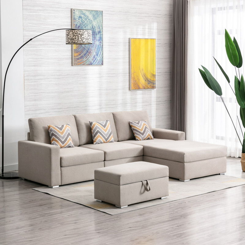 Nolan - 4 Piece Reversible Sectional Sofa Chaise With Interchangeable Legs