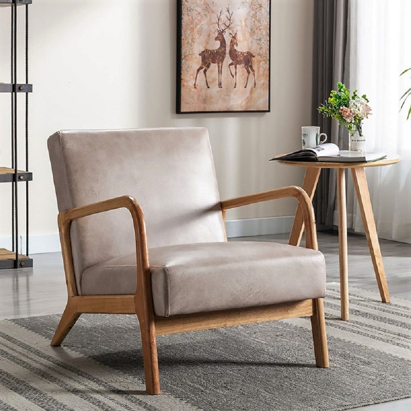 Classic Mid-Century Modern Accent Chairs, Open Framed Armchair With Cushioning