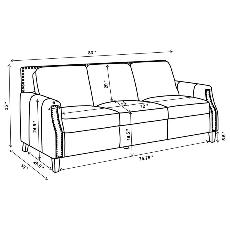 Leaton - Upholstered Recessed Arm Sofa Set