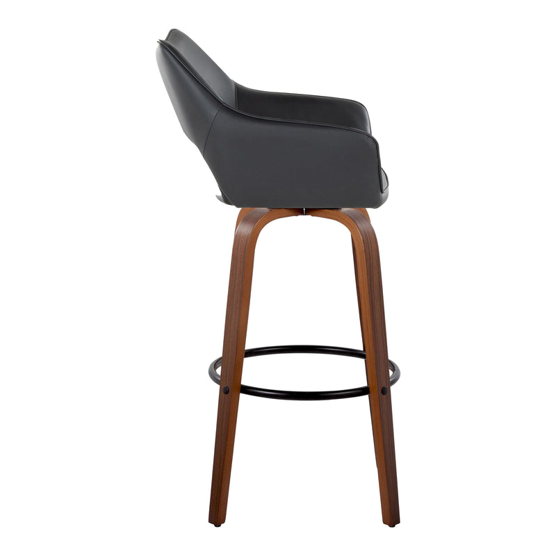 Mustang - Contemporary Fixed Height Barstool With Swivel & Round Footrest (Set of 2)