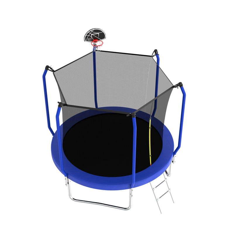 Trampoline With Basketball Hoop, Astm Approved Reinforced Type Outdoor Trampoline With Enclosure Net