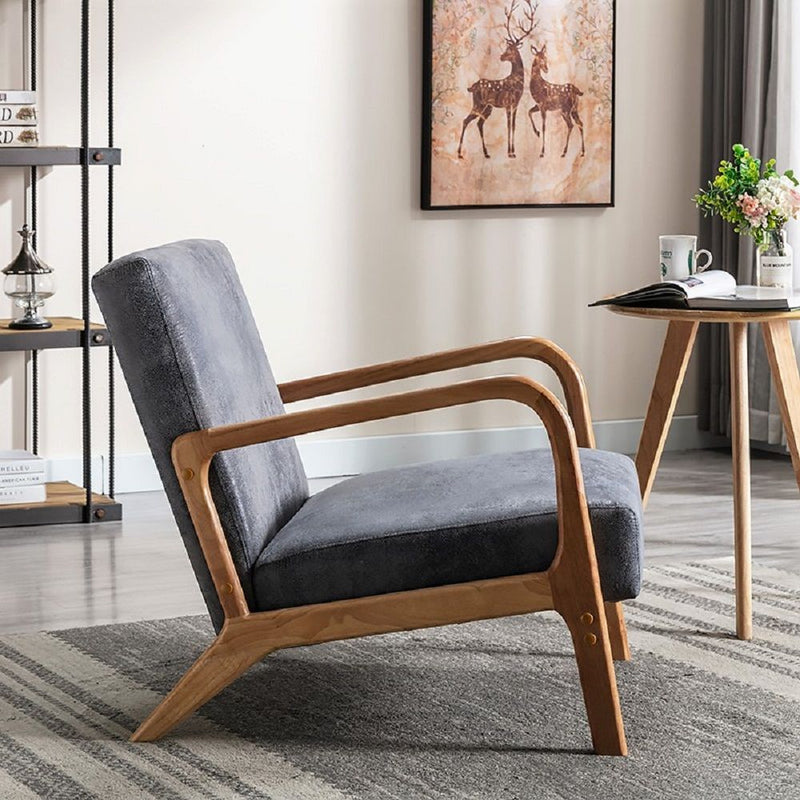 Classic Mid-Century Modern Accent Chairs, Open Framed Armchair With Cushioning