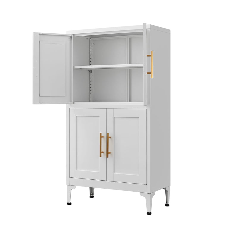 Metal Kitchen Storage Cabinet, Kitchen Pantry Storage Cabinet With Doors And Shelves, Storage Cabinet With Adjustable Leveling Foot For Kitchen, Living Room And Dining Room