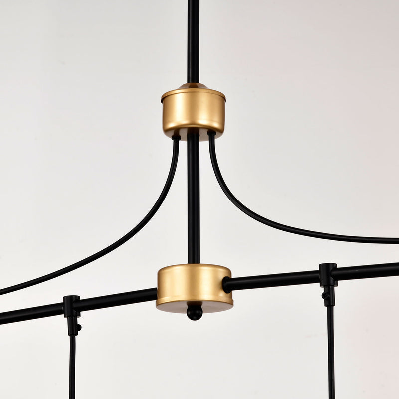 Dining Room Light Fixture / Chandelier Table, 40 -" Hanging For Farmhouse Linear Chandeliers, 5 Light Kitchen Island Lighting Ceiling Chandelier, With Metal Lampshade - Gold / Matte Black