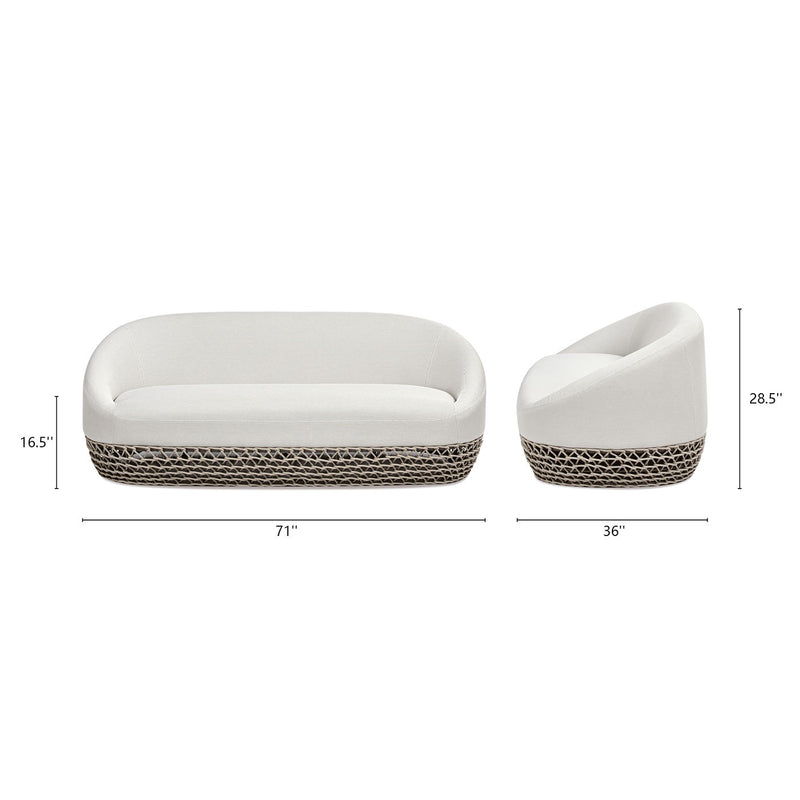 Willow - Upholstered Patio Deep Seating Sofa Axroma Olefin - Wheat Beige