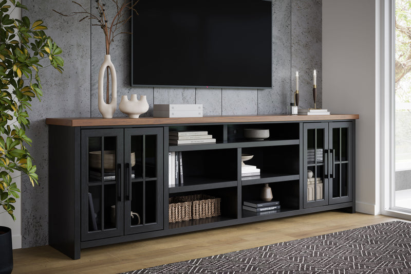 Essex - TV Stand Console For TVs Up To 100" - Black, Whiskey