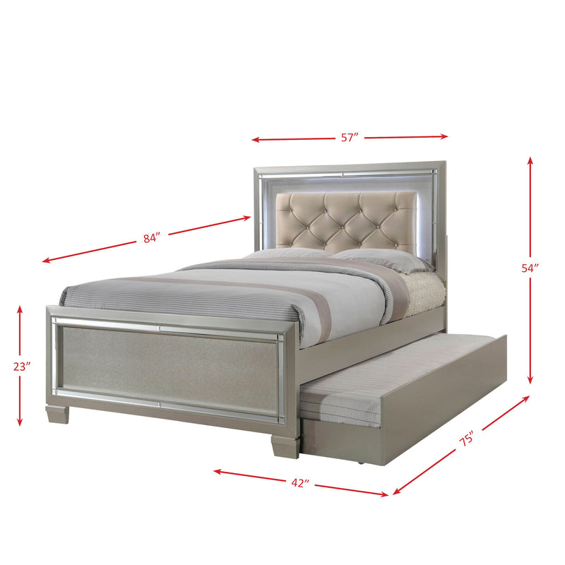 Platinum - Youth Full Platform Bed With Trundle - Сhampagne