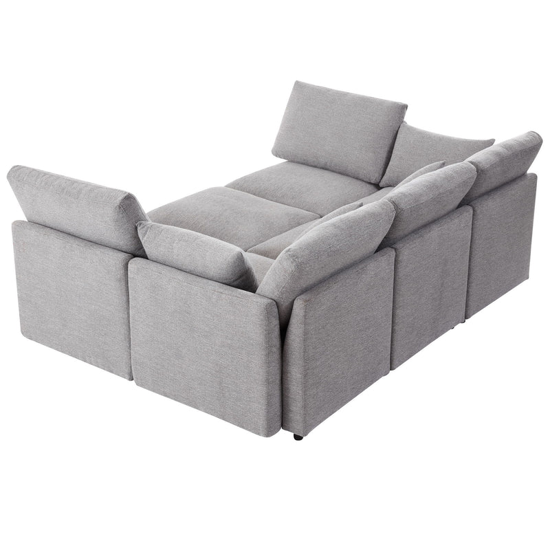 Sectional Sofa Modular Sofa U - Shaped Sofa Couch Sofa Bed L - Shaped Sofa With A Movable Ottoman And Two USB Ports For Living Room