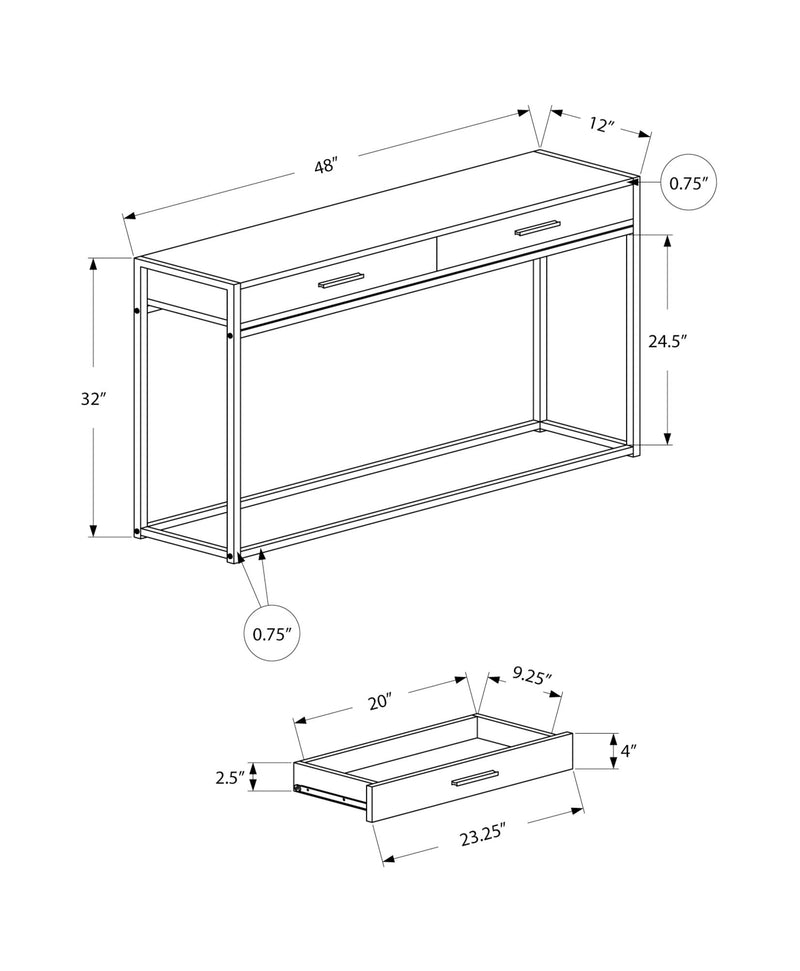 Accent Console Table For Entryway, Storage Drawers, Contemporary & Modern